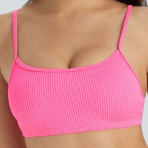 Halara Other - Halara Bright Pink Ribbed Padded Bikini Swim Top Size XL